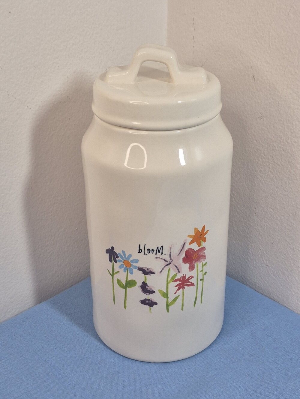 Rae Dunn Artisan Collection by Magenta Bloom Watercolor Canister w/Lid 9.5"